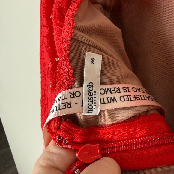 House of CB Belle Red Off Shoulder Floral Lace Maxi Dress - Picture 6 of 9